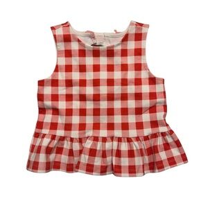 Janie and Jack Red and White Checkered Peplum Tank Top NWT